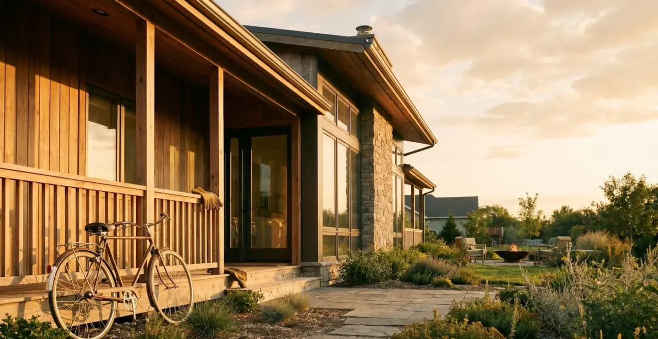 Modern family home exterior with symbolic elements representing everyday liability scenarios