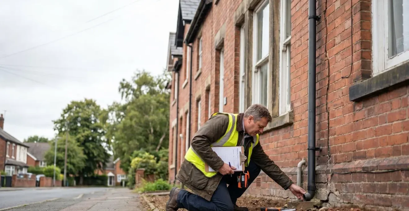 Homebuyer inspecting property structural issues before purchase decision