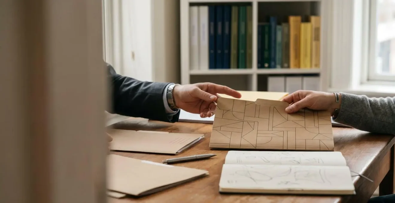 Professional consultation scene showing hands reviewing insurance documents with focus on fair resolution process